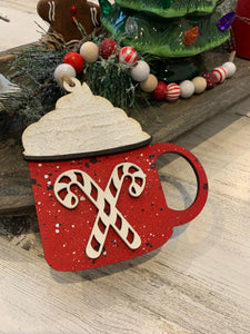 Candy Cane Mug Wood Bead Garland