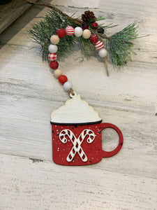 Candy Cane Mug Wood Bead Garland